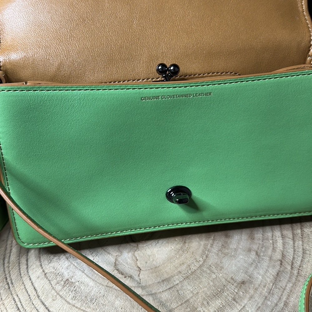 Coach Pistachio Dinky Glovetanned Green Leather Crossbody Shoulder Bag Purse - Picture 9 of 15